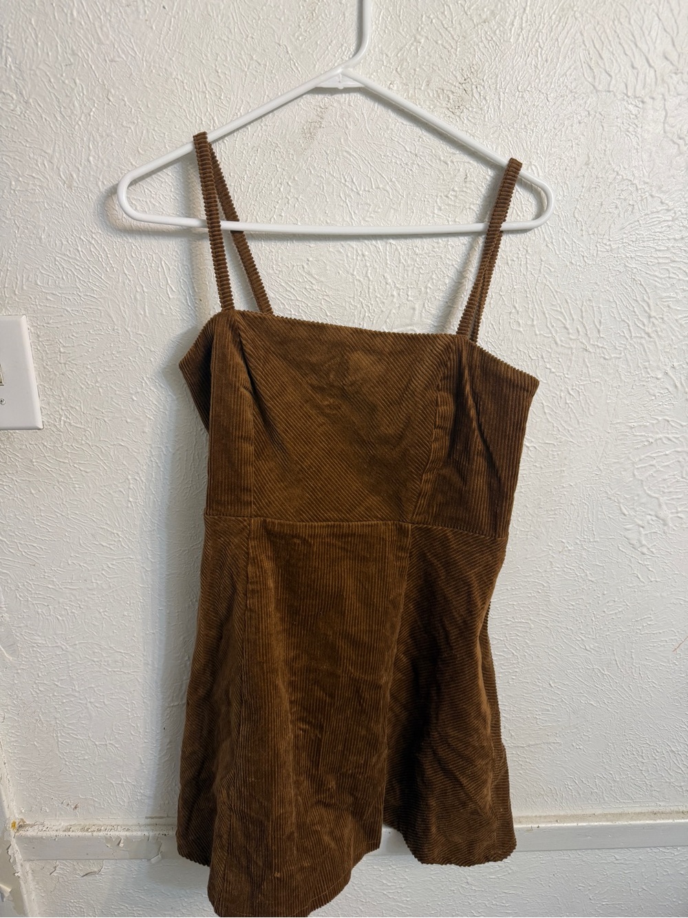 Forever 21 Brown Corduroy Mini Dress with Spaghetti Straps